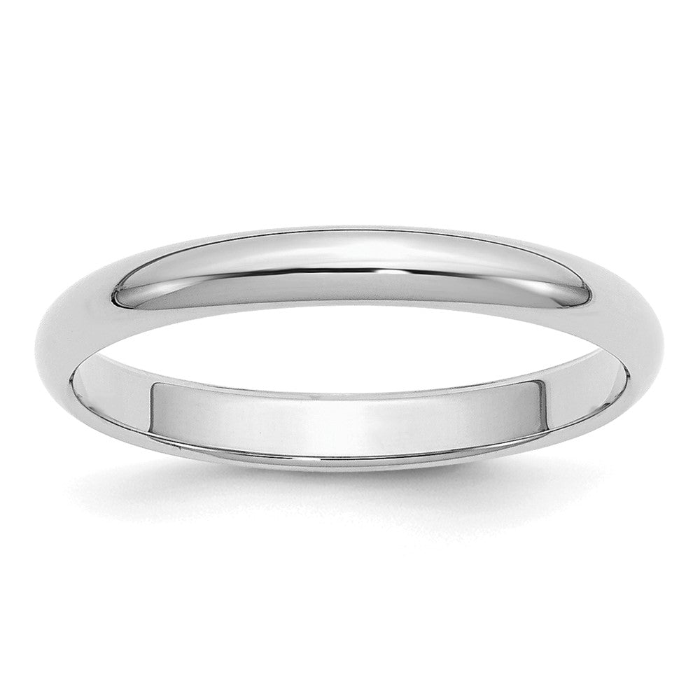 Sterling Silver Rhodium-plated 3mm Half-Round Size 6 Band