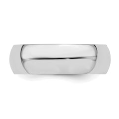 Sterling Silver Rhodium-plated 6mm Half Round Size 13 Band