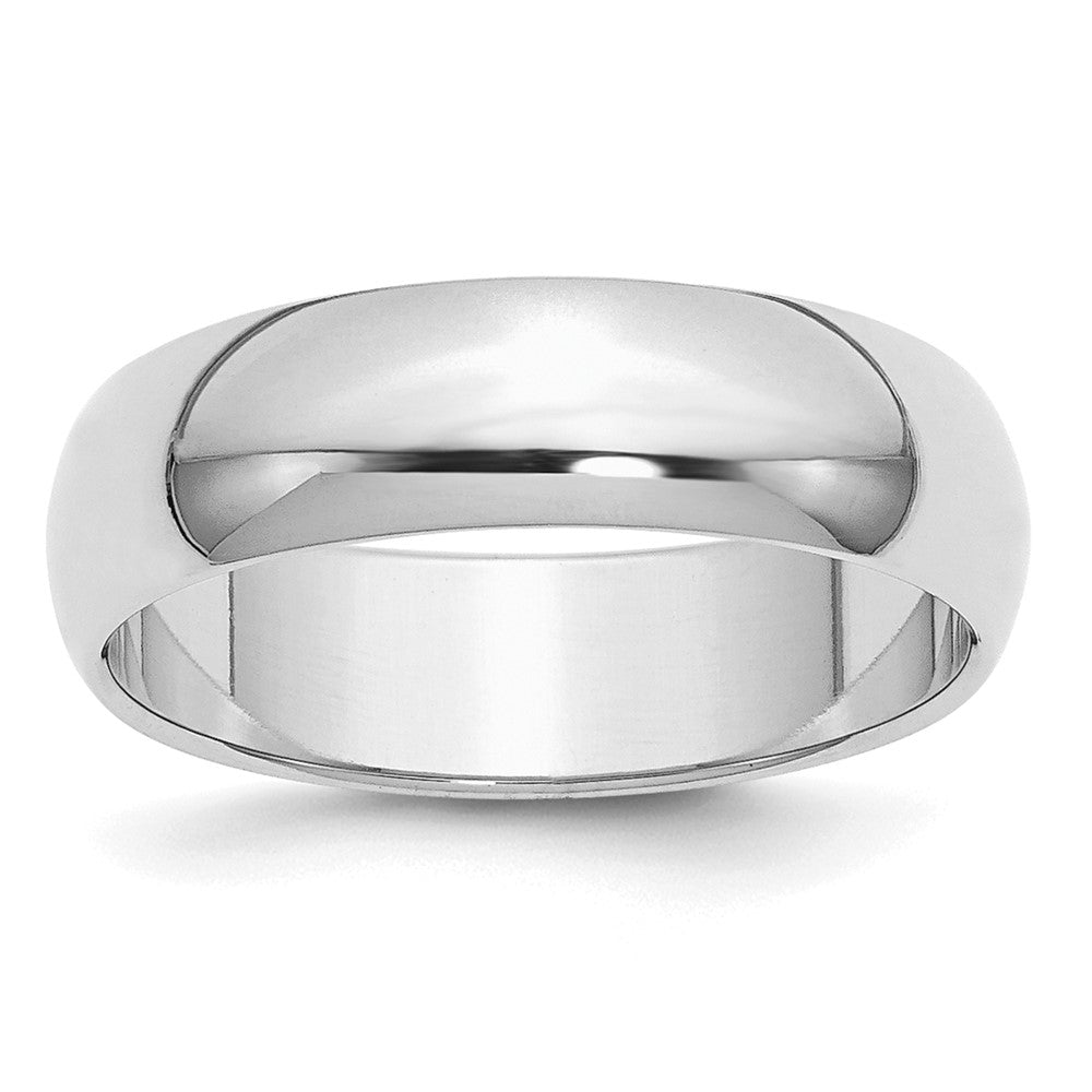 Sterling Silver Rhodium-plated 6mm Half-Round Size 8 Band
