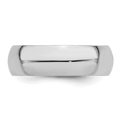 Sterling Silver Rhodium-plated 7mm Half-Round Size 5.5 Band