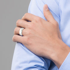 Sterling Silver Rhodium-plated 8mm Half-Round Size 11 Band