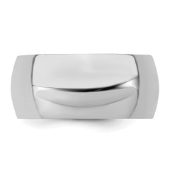 Sterling Silver Rhodium-plated 9mm Half-Round Size 7 Band