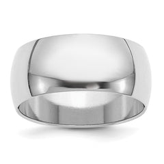 Sterling Silver Rhodium-plated 9mm Half-Round Size 7 Band