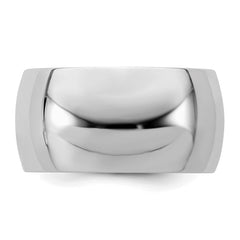 Sterling Silver Rhodium-plated 10mm Half-Round Size 12.5 Band