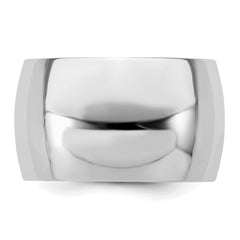 Sterling Silver Rhodium-plated 12mm Half-Round Size 11.5 Band