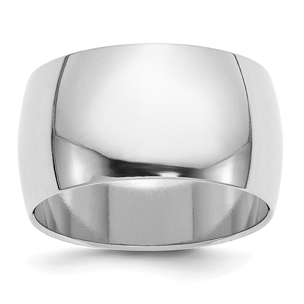 Sterling Silver Rhodium-plated 12mm Half-Round Size 12.5 Band