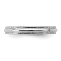 Sterling Silver Rhodium-plated 3mm Half Round Milgrain Size 10.5 Band