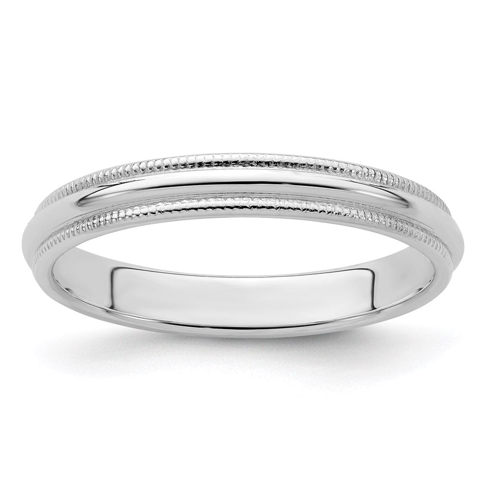 Sterling Silver 3mm Half Round Milgrain Size 4 Band