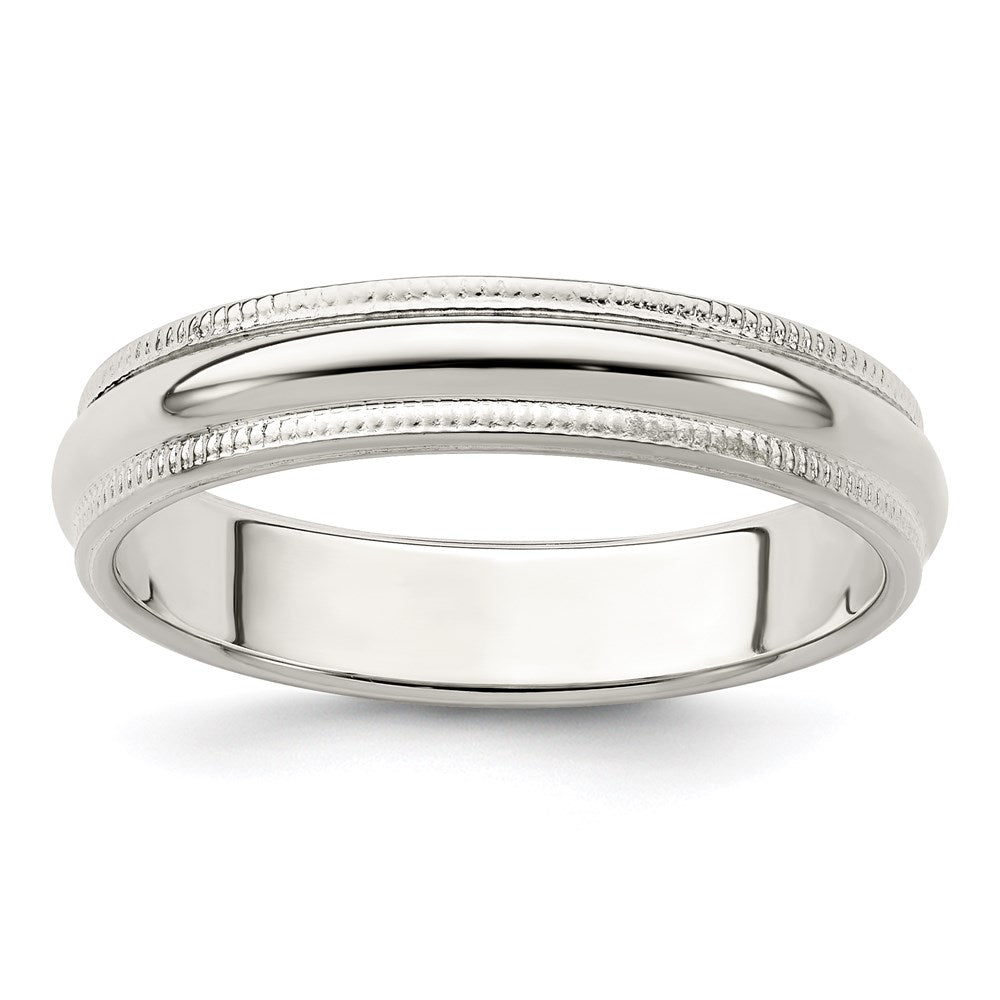 Sterling Silver 4mm Half Round Milgrain Size 7 Band