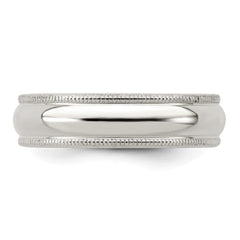 Sterling Silver 5mm Half Round Milgrain Size 7 Band