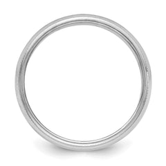 Sterling Silver Rhodium-plated 5mm Half Round Milgrain Size 6 Band