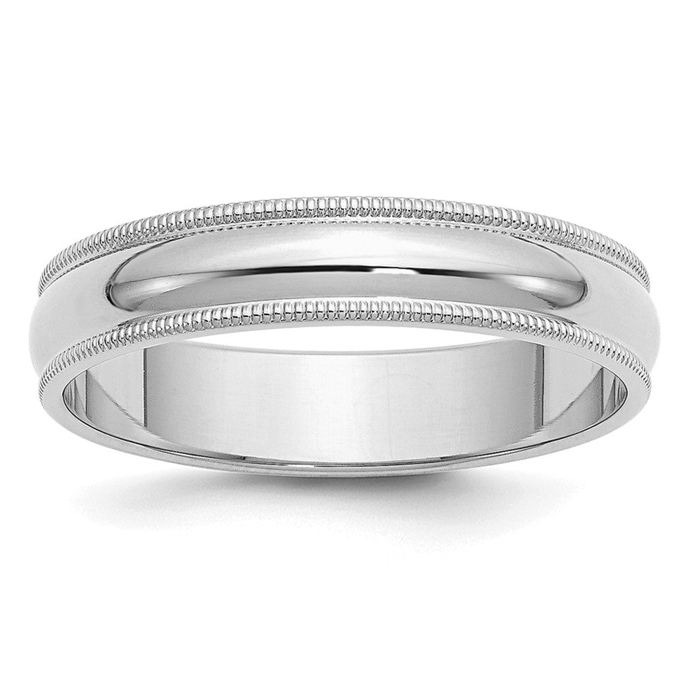 Sterling Silver Rhodium-plated 5mm Half Round Milgrain Size 12 Band