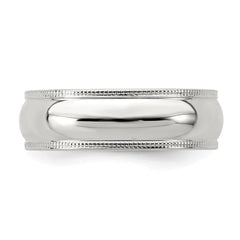 Sterling Silver 6mm Half Round Milgrain Size 5 Band