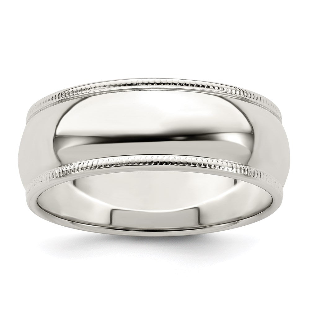 Sterling Silver 7mm Half Round Milgrain Size 13 Band