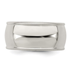 Sterling Silver 9mm Half Round Milgrain Size 8.5 Band