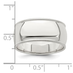 Sterling Silver 9mm Half Round Milgrain Size 4 Band