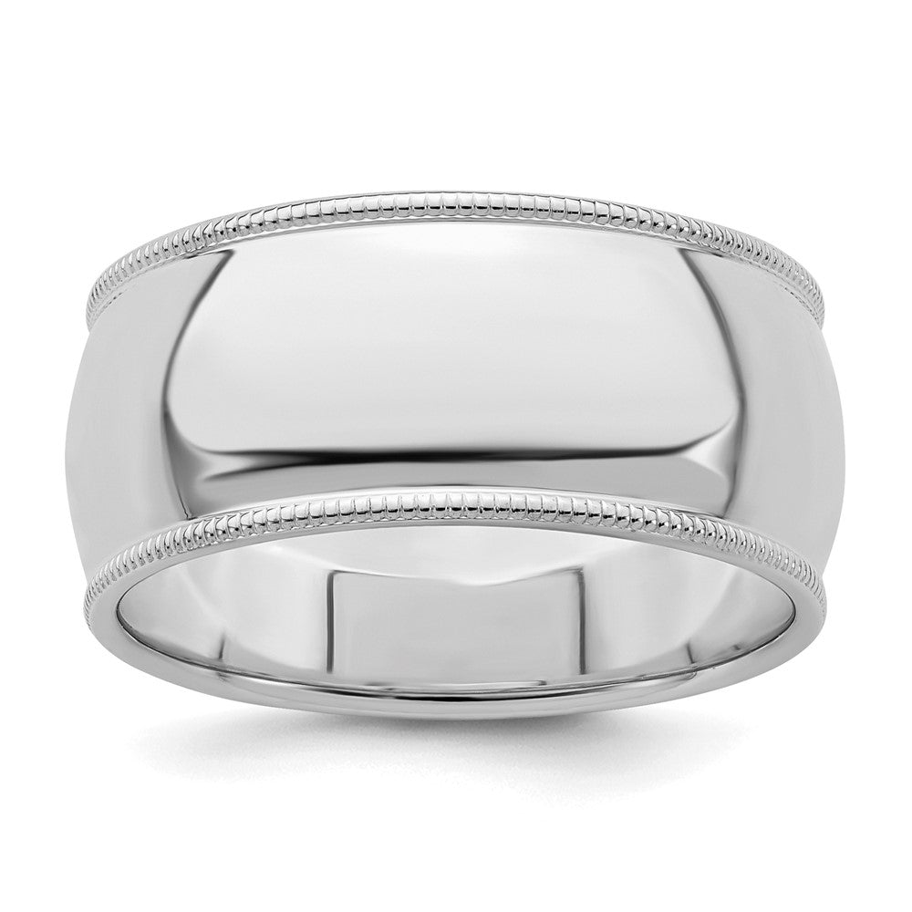 Sterling Silver Rhodium-plated 9mm Half Round Milgrain Size 8.5 Band