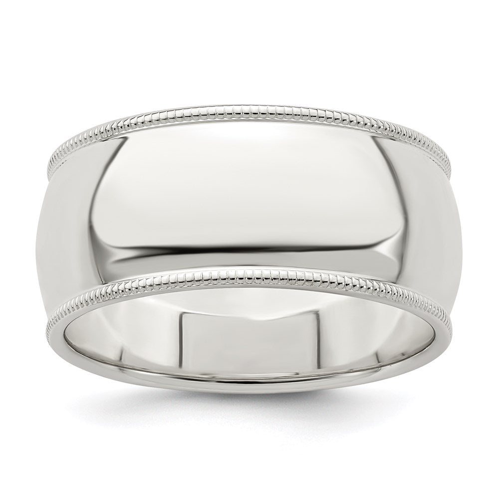 Sterling Silver 9mm Half Round Milgrain Size 8.5 Band