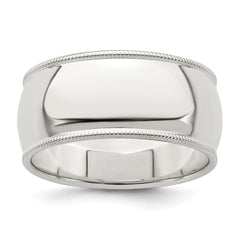 Sterling Silver 9mm Half Round Milgrain Size 8.5 Band
