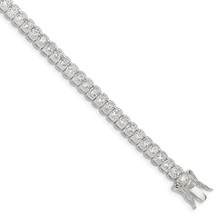 Sterling Silver Rhodium-plated CZ Tennis Bracelet - 3