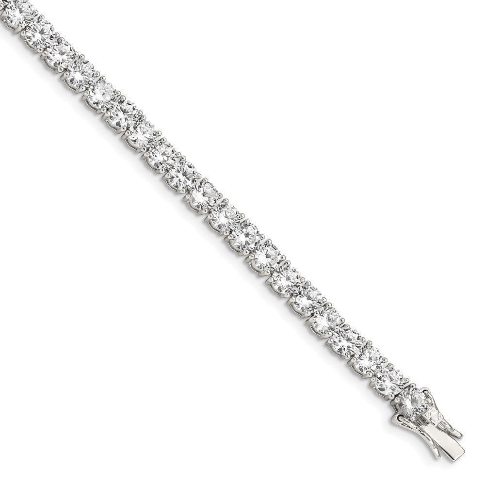 Sterling Silver Rhodium-plated CZ Tennis Bracelet - 6