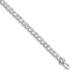 Sterling Silver Rhodium-plated CZ Tennis Bracelet - 6