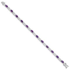 Sterling Silver Rhodium-plated Amethyst Bracelet - 9
