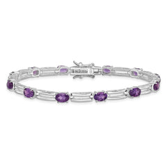 Sterling Silver Rhodium-plated Amethyst Bracelet - 9