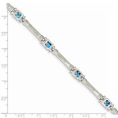 Sterling Silver Rhodium-plated Blue Topaz Bracelet - 3