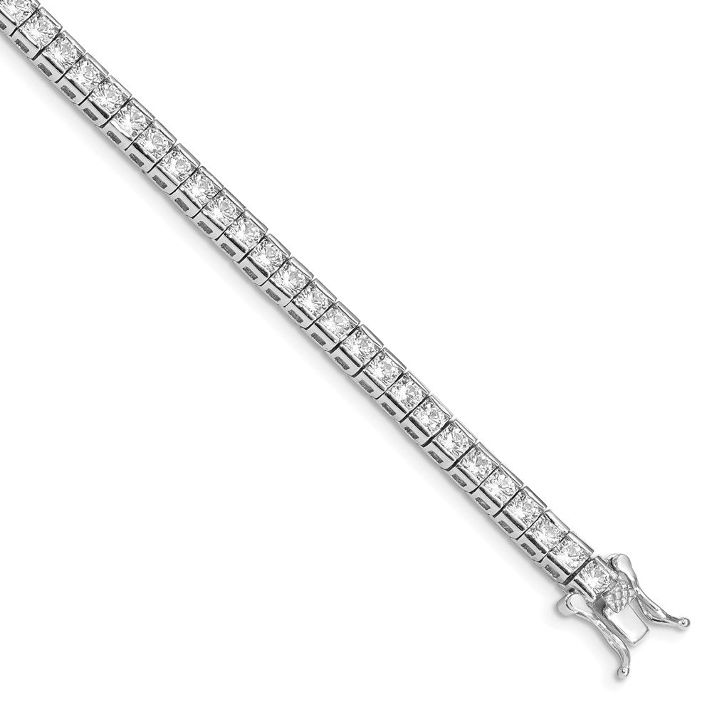 Sterling Silver Rhodium-plated CZ 7 inch Tennis Bracelet - 2