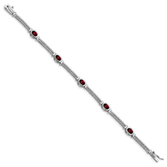 Sterling Silver Rhodium Plated Garnet Bracelet - 2
