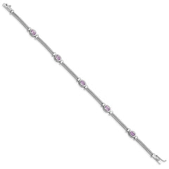 Sterling Silver Rhodium-plated Amethyst Bracelet - 12