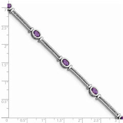 Sterling Silver Rhodium-plated Amethyst Bracelet - 12