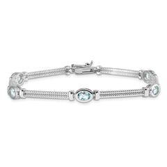Sterling Silver Rhodium-plated Blue Topaz Bracelet - 4