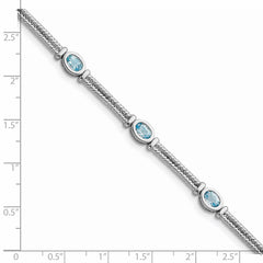 Sterling Silver Rhodium-plated Blue Topaz Bracelet - 4