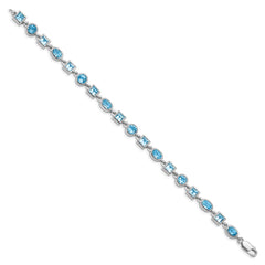Sterling Silver Rhodium-plated Blue Topaz Bracelet - 7
