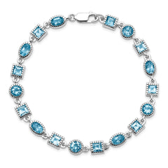 Sterling Silver Rhodium-plated Blue Topaz Bracelet - 7