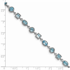 Sterling Silver Rhodium-plated Blue Topaz Bracelet - 7