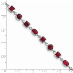 Sterling Silver Rhodium-plated Ruby Bracelet - 2