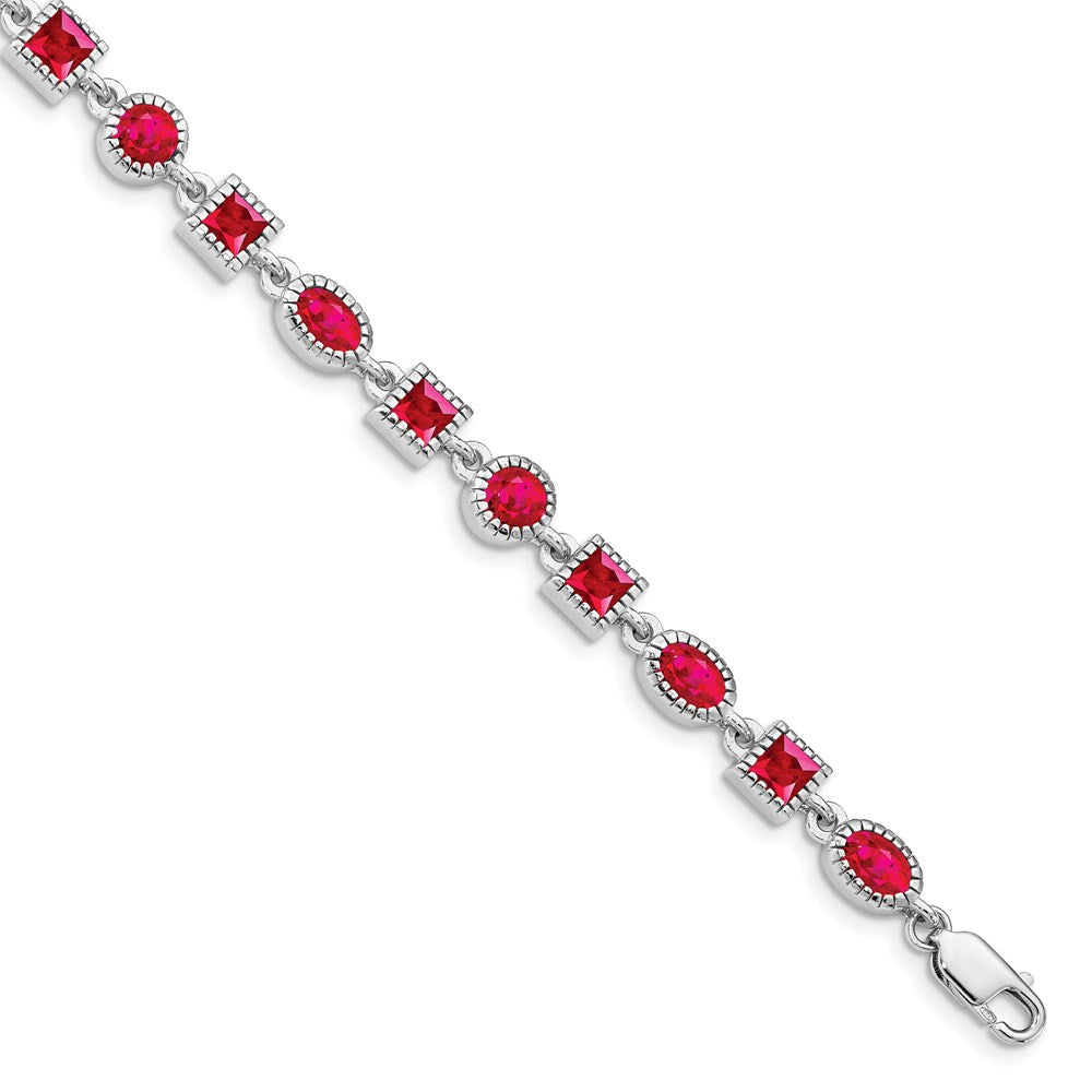 Sterling Silver Rhodium-plated Ruby Bracelet - 2