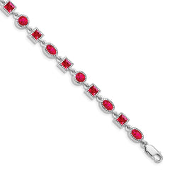 Sterling Silver Rhodium-plated Ruby Bracelet - 2