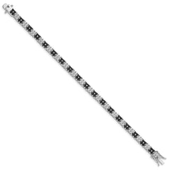 Sterling Silver Rhodium-plated 7in Black/White CZ Tennis Bracelet