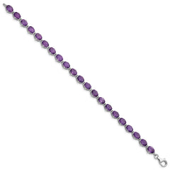 Sterling Silver Rhodium-plated Amethyst Bracelet - 7