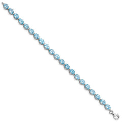 Sterling Silver Rhodium-plated Swiss Blue Topaz Bracelet