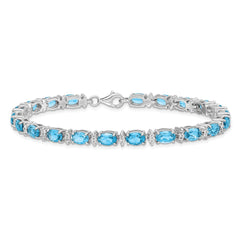 Sterling Silver Rhodium-plated Sky BT & White Topaz Bracelet