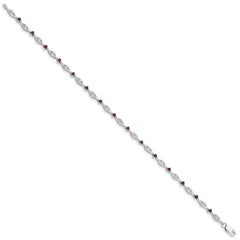 Sterling Silver Rhodium-plated Garnet Diamond Bracelet - 4
