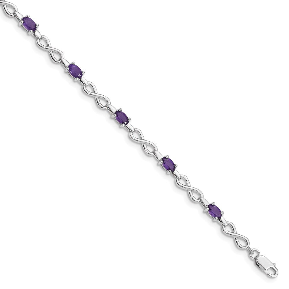 Sterling Silver Rhodium-plated Amethyst Bracelet - 10