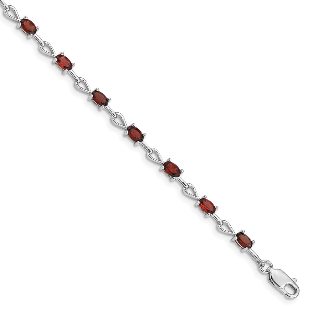 Sterling Silver Rhodium-plated Garnet Bracelet - 3