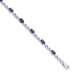 Sterling Silver Rhodium-plated Amethyst Bracelet - 5
