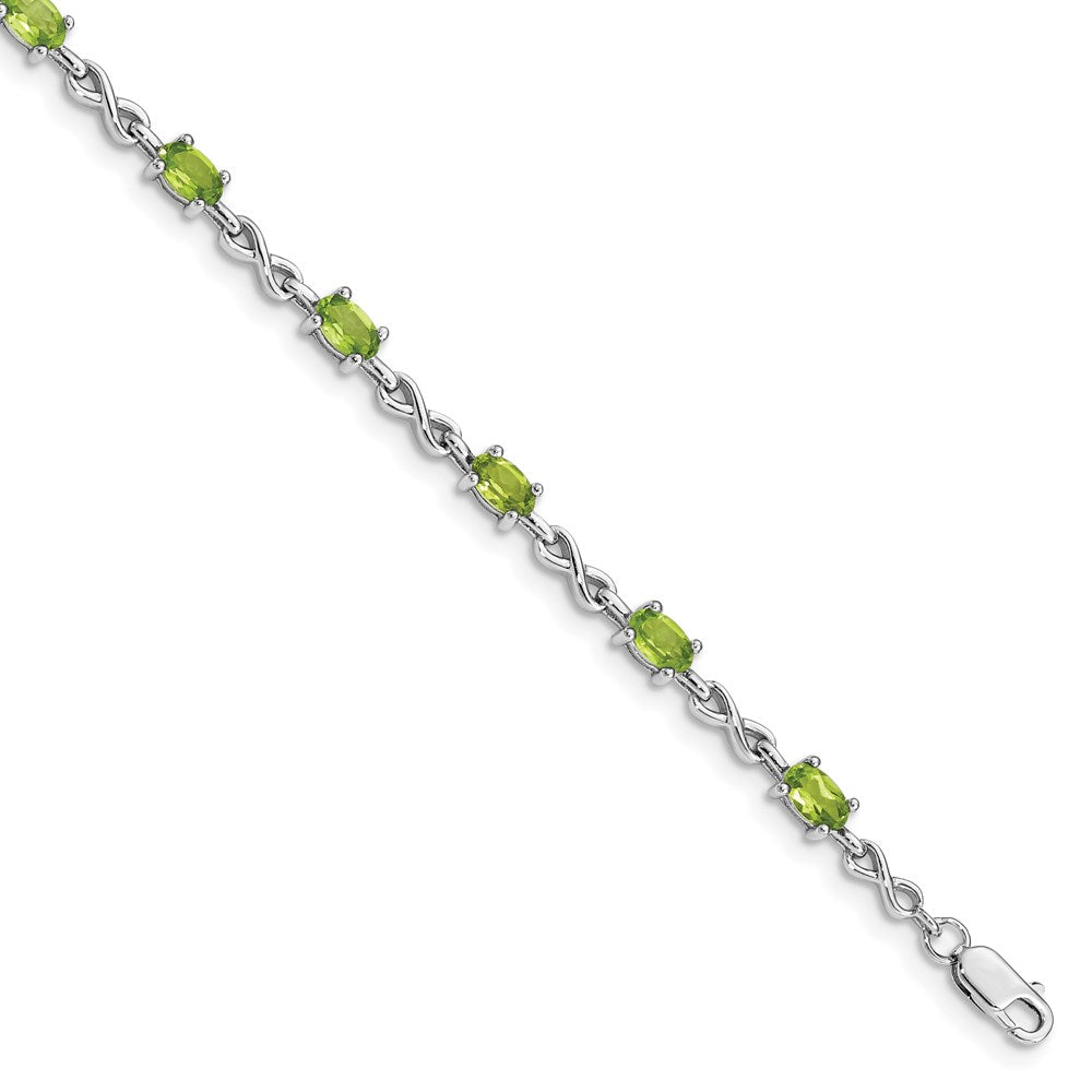 Sterling Silver Rhodium-plated Peridot Bracelet - 3